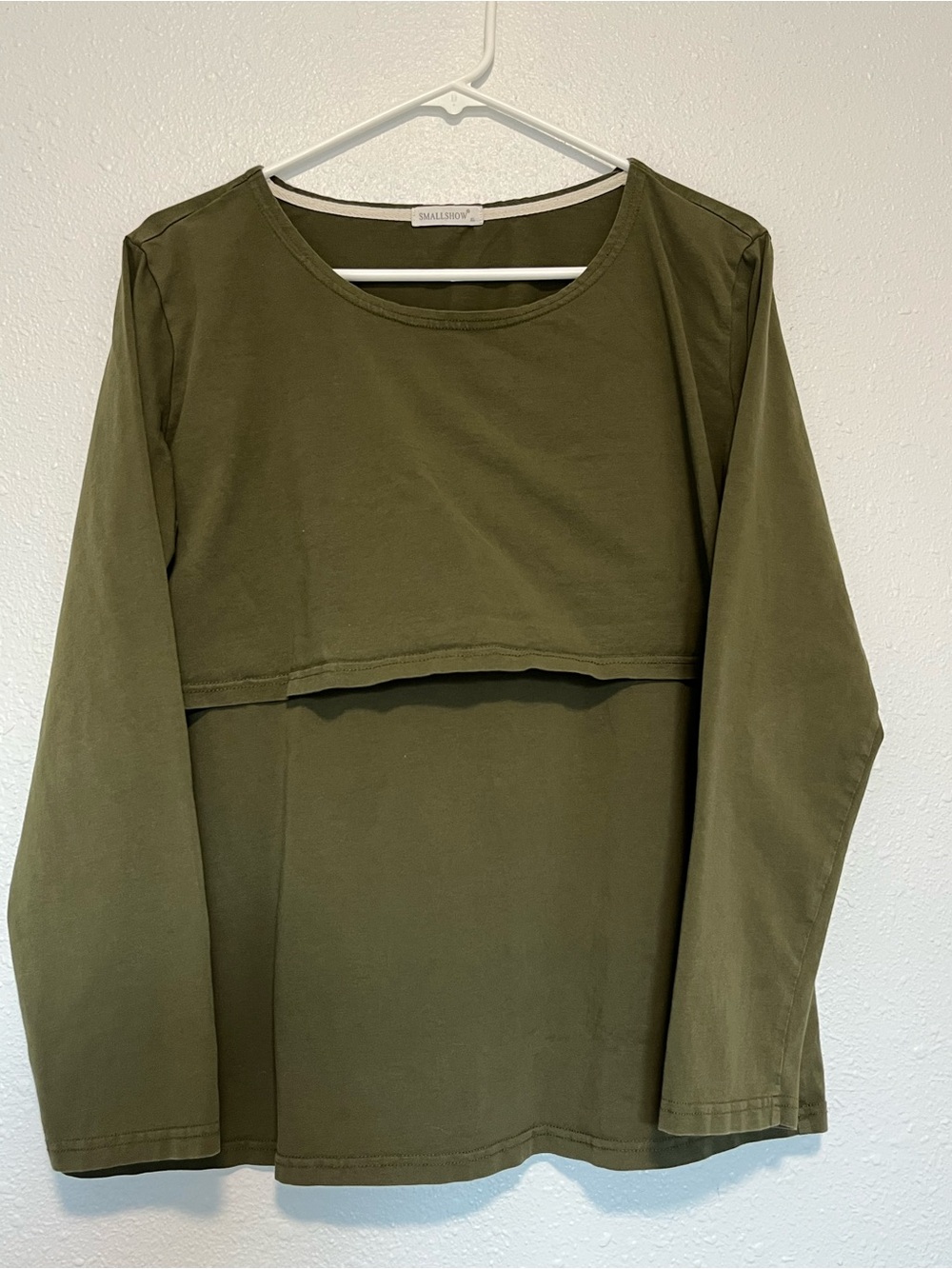 SMALLSHOW Olive Green Layered Front Nursing Top XL
